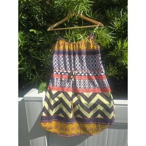 Sanctuary Womens Dress Spaghetti Straps Tribal Print Drawstring Belt small mini